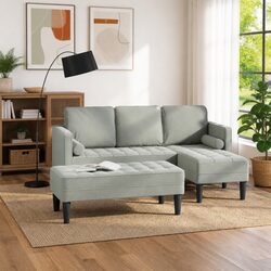 Light Grey Polyester Modular Sofa Set 2-Piece
