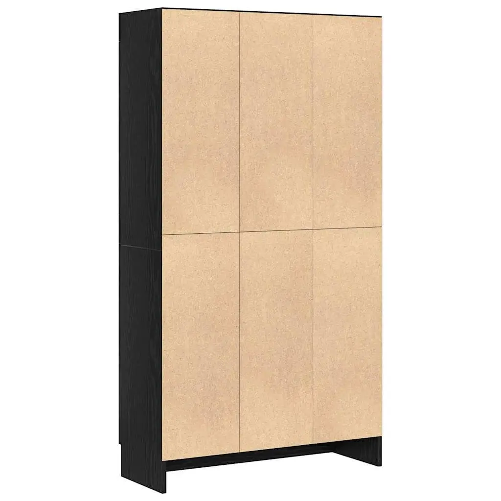 Black Oak Book Cabinet with Hinged Doors