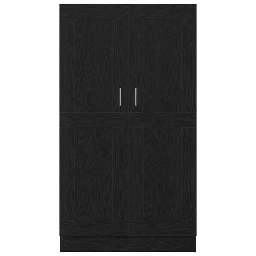 Black Oak Book Cabinet with Hinged Doors