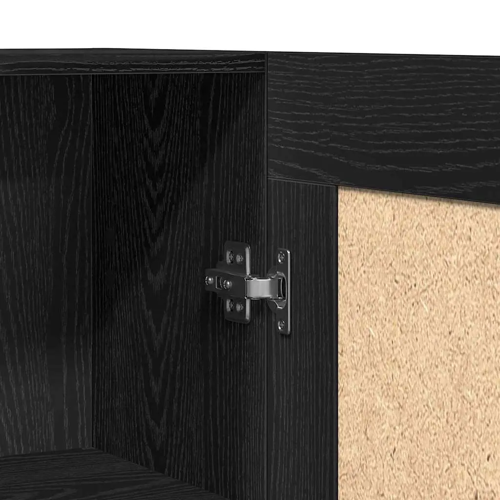 Black Oak Book Cabinet with Hinged Doors