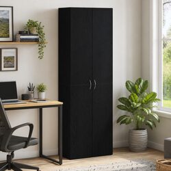 Sturdy Black Office Filing Cabinet with Engineered Wood Shelves