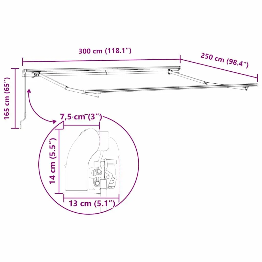 Yellow Retractable Awning 300 x 250 cm