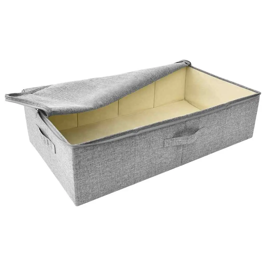Grey Fabric Storage Boxes Set of 2 Foldable Household Organiser 70x40x18cm