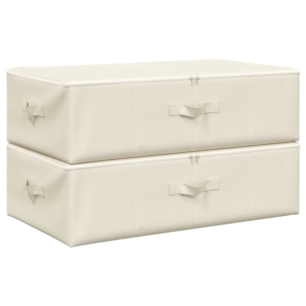 Foldable Fabric Storage Boxes 70x40x18 cm Cream Set 2 pcs