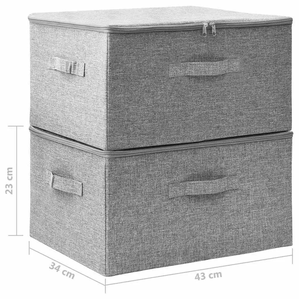 Foldable Fabric Storage Boxes 2 pcs Household Organiser Grey 43x34x23 cm
