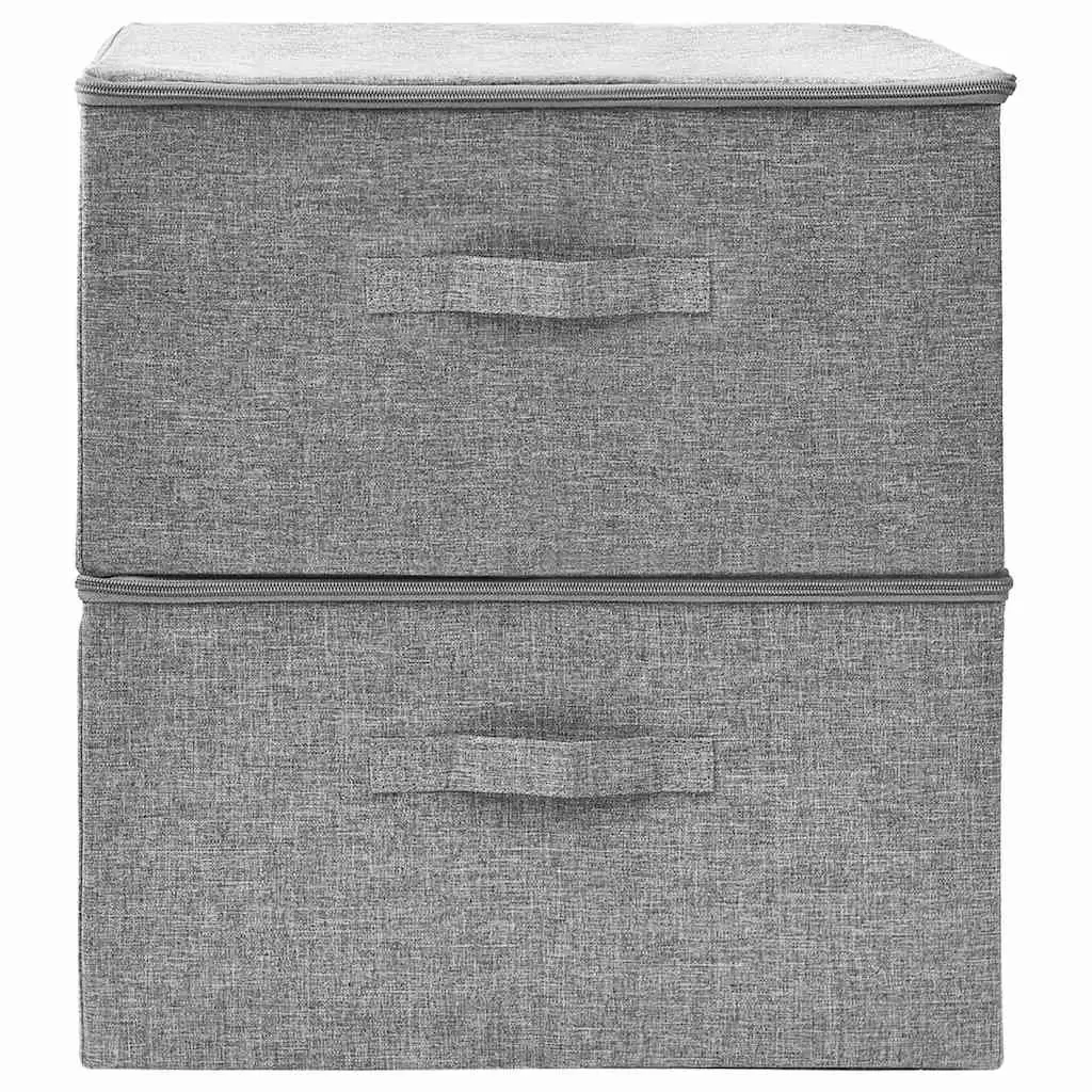 Foldable Fabric Storage Boxes 2 pcs Household Organiser Grey 43x34x23 cm