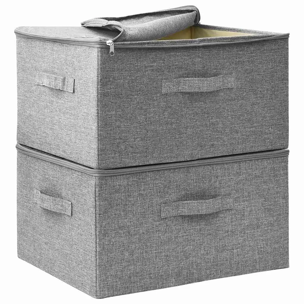 Foldable Fabric Storage Boxes 2 pcs Household Organiser Grey 43x34x23 cm