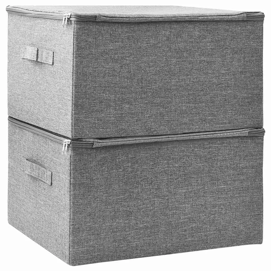 Foldable Fabric Storage Boxes 2 pcs Household Organiser Grey 43x34x23 cm