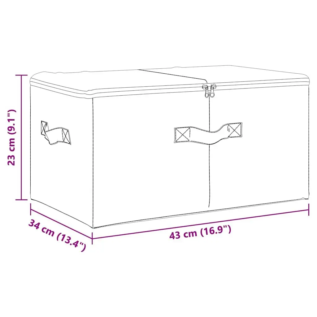 Foldable Fabric Storage Boxes Cream 43x34x23cm Set 2 pcs Durable Organisers
