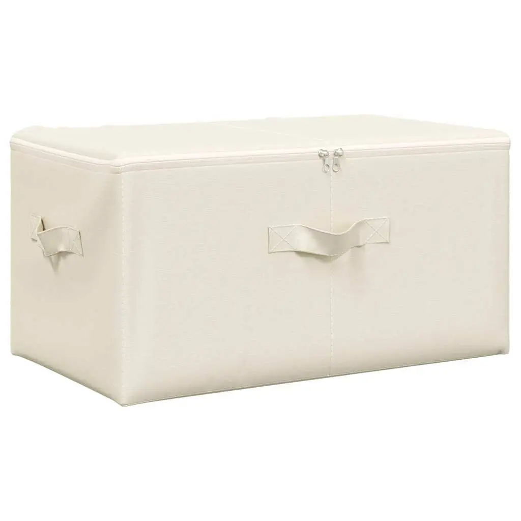 Foldable Fabric Storage Boxes Cream 43x34x23cm Set 2 pcs Durable Organisers