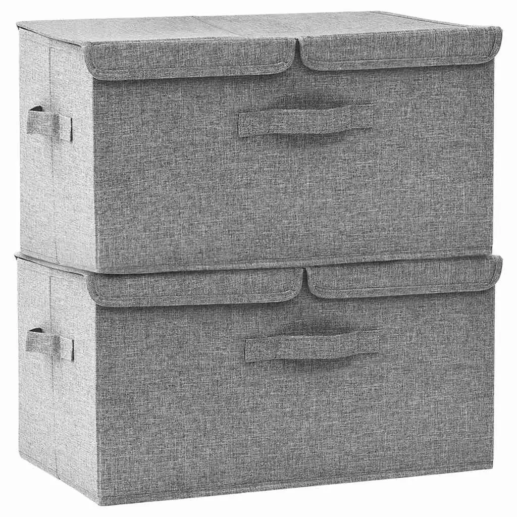 Storage Boxes Non-Woven Fabric Grey 2 Compartment Foldable Home Organiser