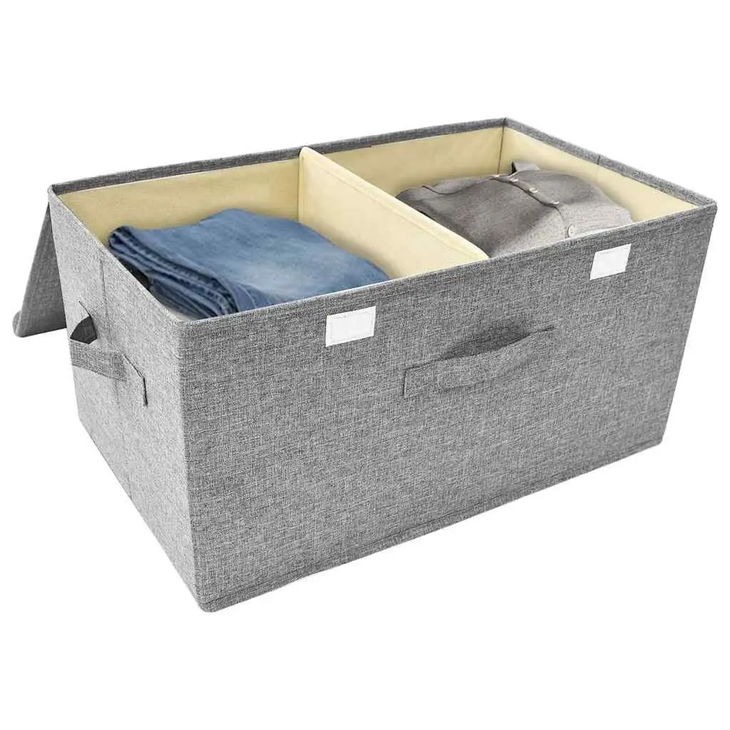Storage Boxes Non-Woven Fabric Grey 2 Compartment Foldable Home Organiser