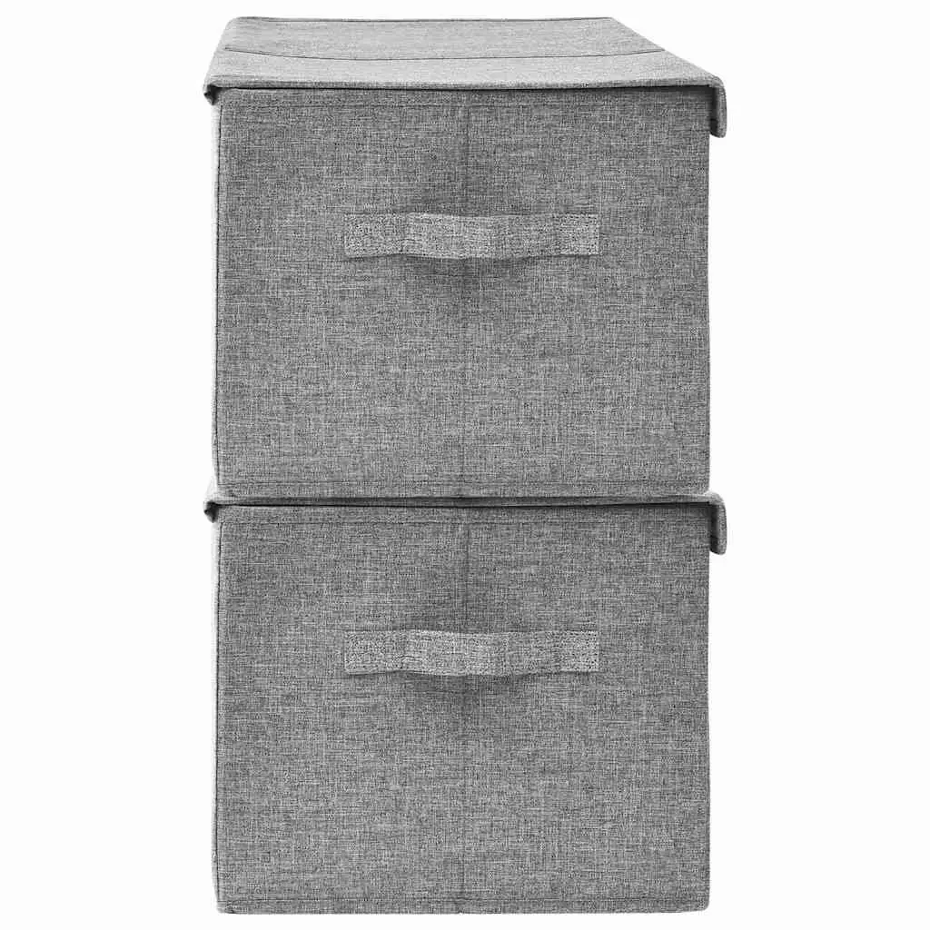 Storage Boxes Non-Woven Fabric Grey 2 Compartment Foldable Home Organiser