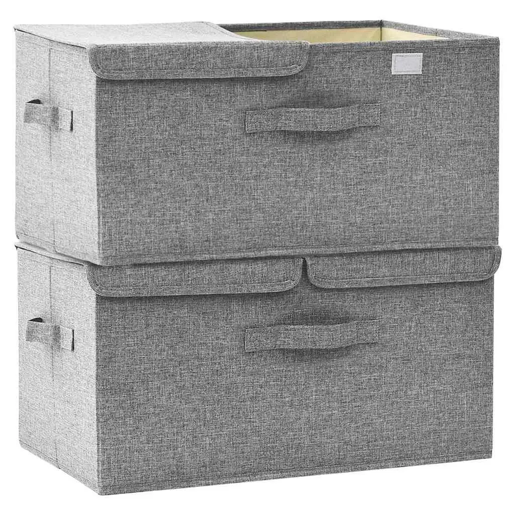 Storage Boxes Non-Woven Fabric Grey 2 Compartment Foldable Home Organiser