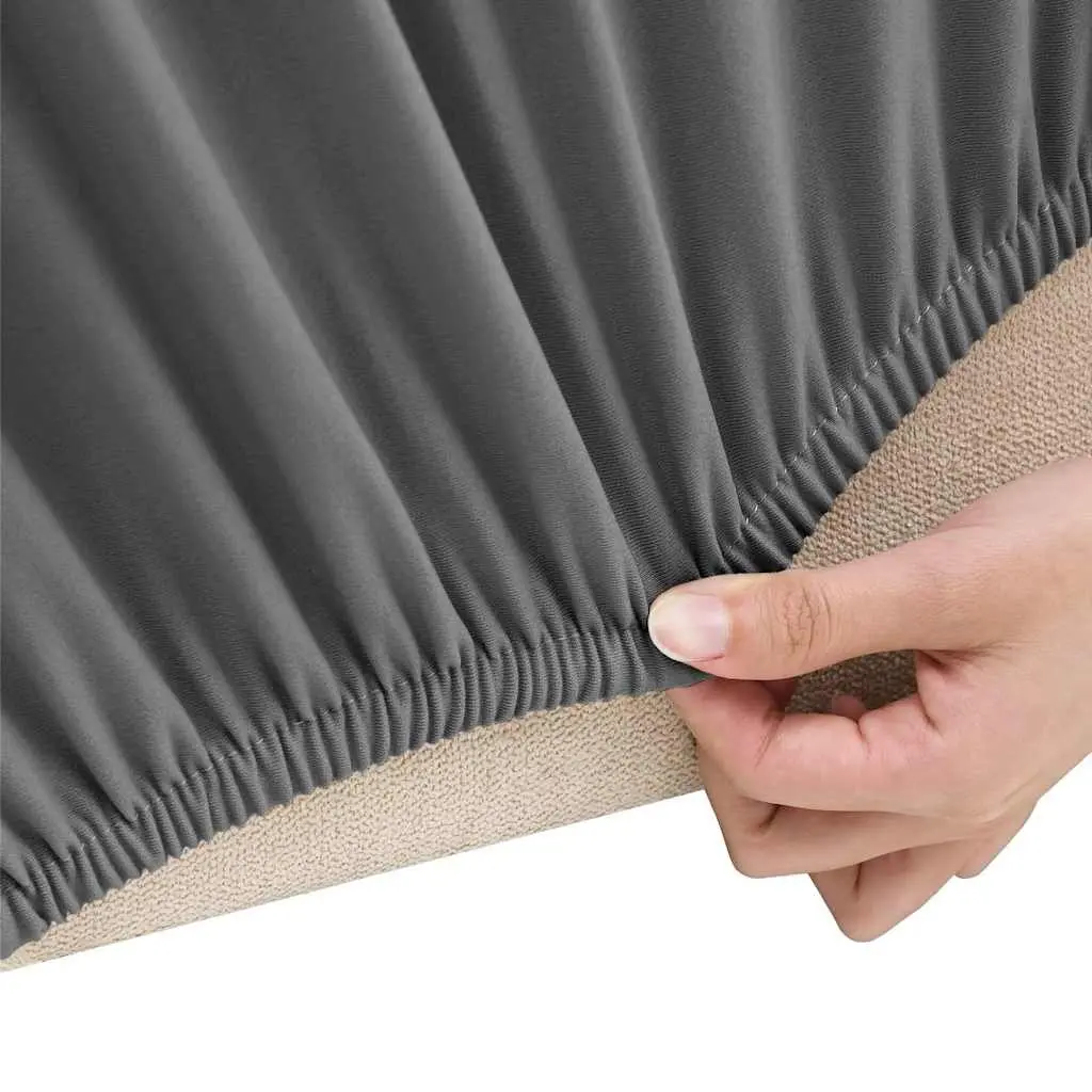 Anthracite Polyester Jersey Slipcover for 2-Seater Couch