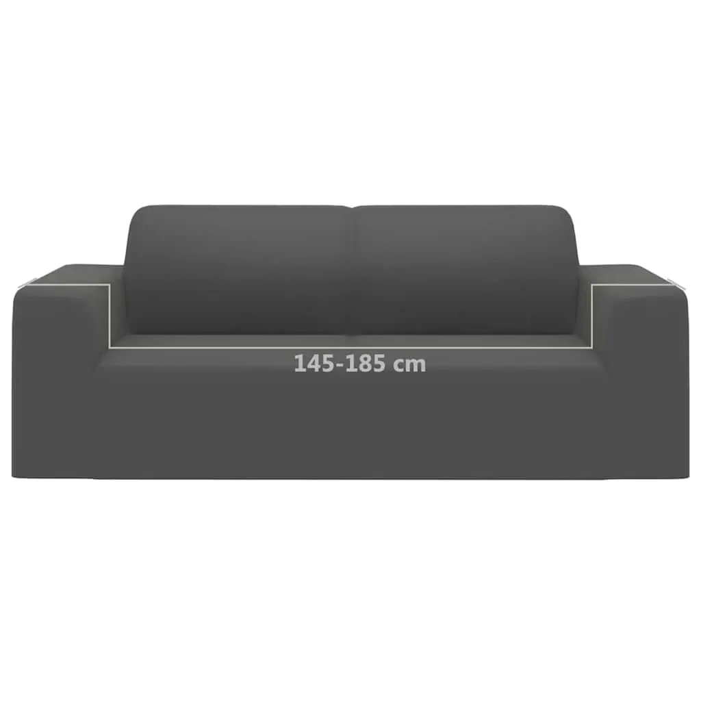 Anthracite Polyester Jersey Slipcover for 2-Seater Couch
