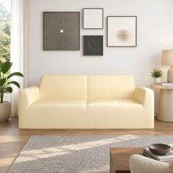 Quality 2-Seater Stretch Couch Slipcover in Cream