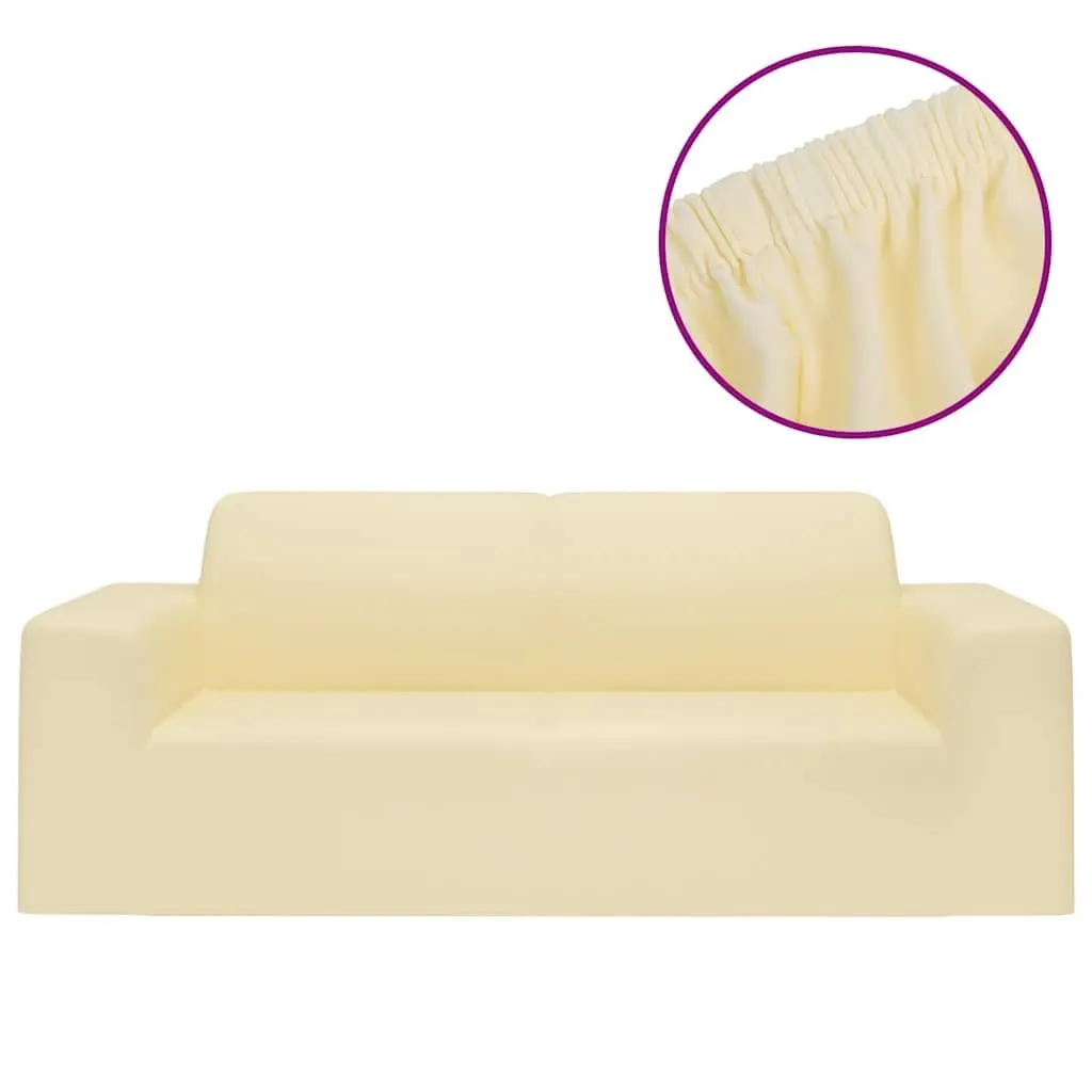 2-Seater Stretch Couch Slipcover in Cream