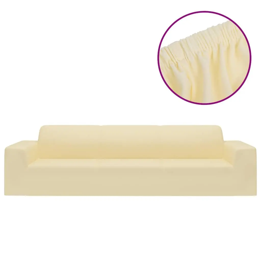 4-Seater Cream Stretch Couch Cover in Polyester Jersey