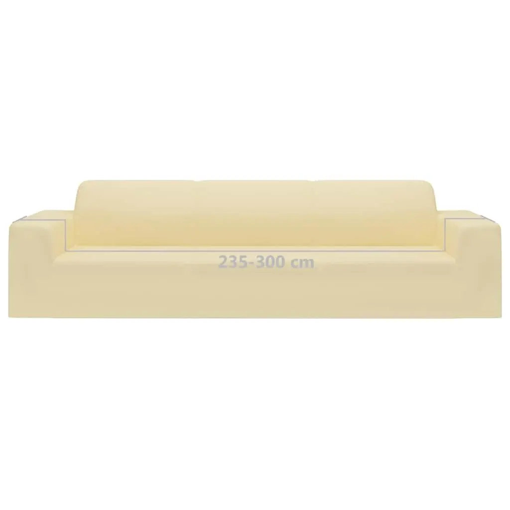 4-Seater Cream Stretch Couch Cover in Polyester Jersey