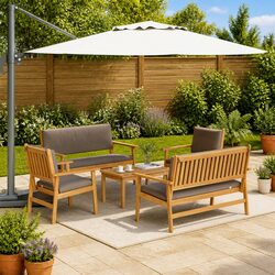 5-Piece Outdoor Garden Sofa Set in Brown with Solid Wood