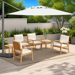 Brown Wood Outdoor Garden Sofa Set 6 Piece