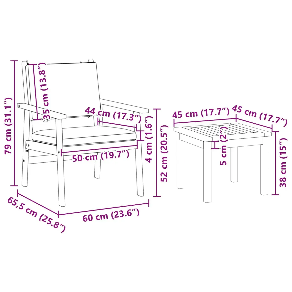 6-Piece Outdoor Sofa Set in Brown Wood