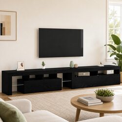 Stunning Black Oak TV Cabinet Set with LED Lights