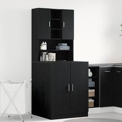 Black Oak Storage Unit for Laundry Rooms - 2 Pcs