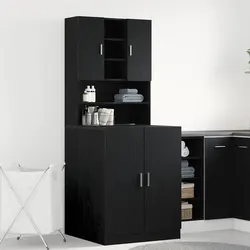 Black Oak Storage Unit for Laundry Rooms - 2 Pcs