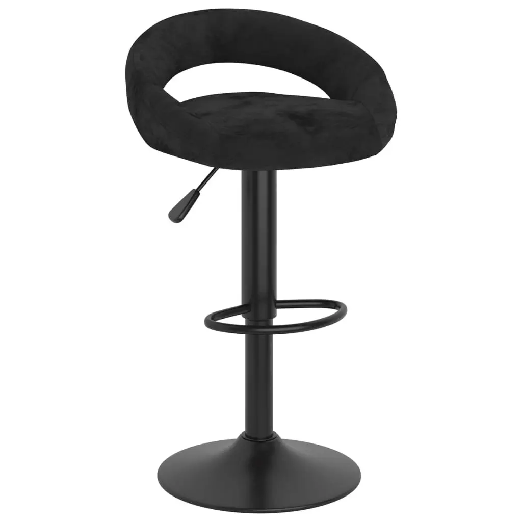 Adjustable Black Velvet Bar Stools 2 Pcs with Footrest