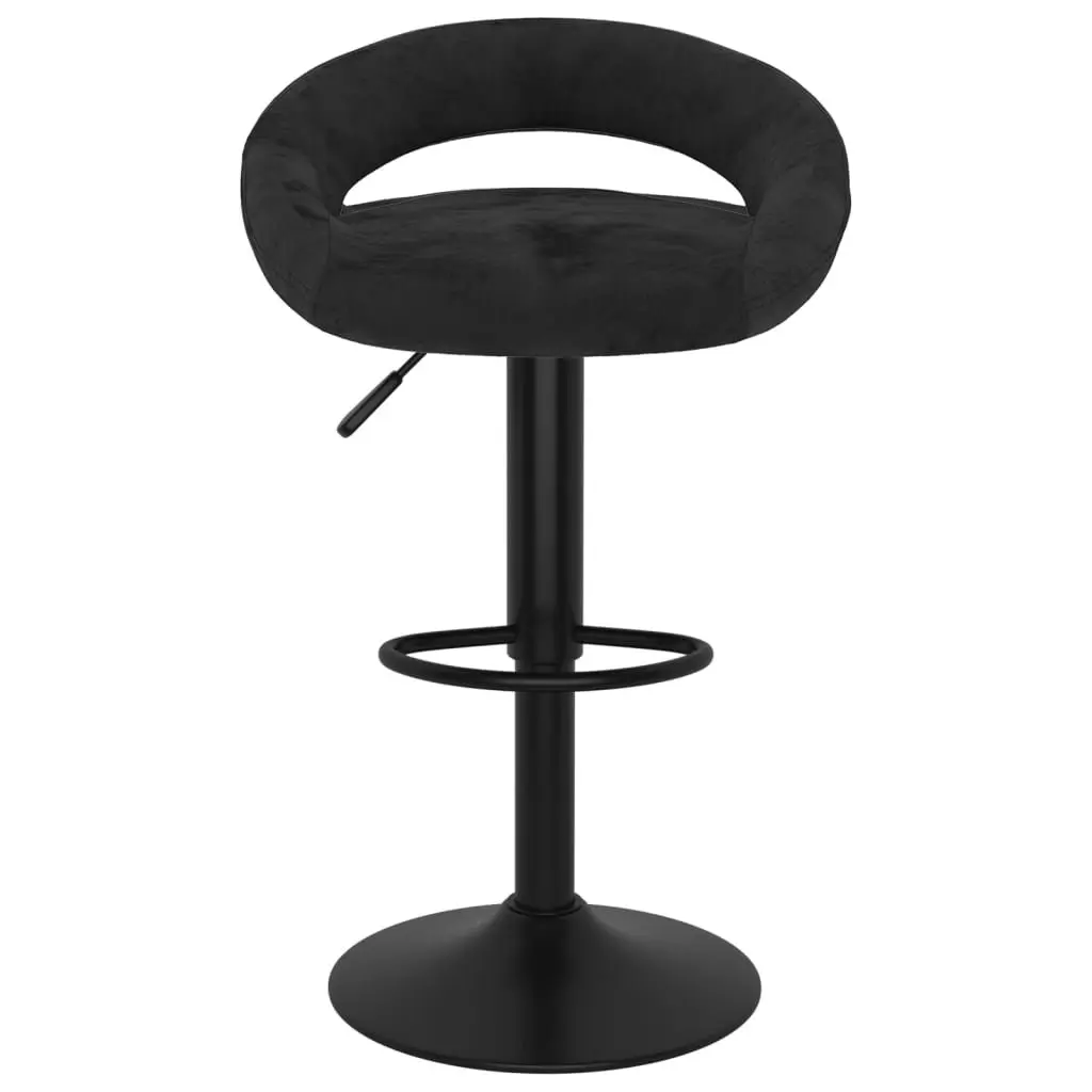 Adjustable Black Velvet Bar Stools 2 Pcs with Footrest