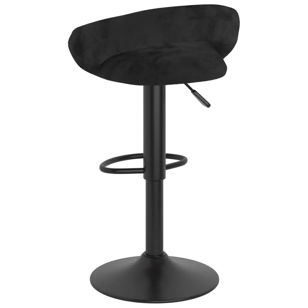 Adjustable Black Velvet Bar Stools 2 Pcs with Footrest