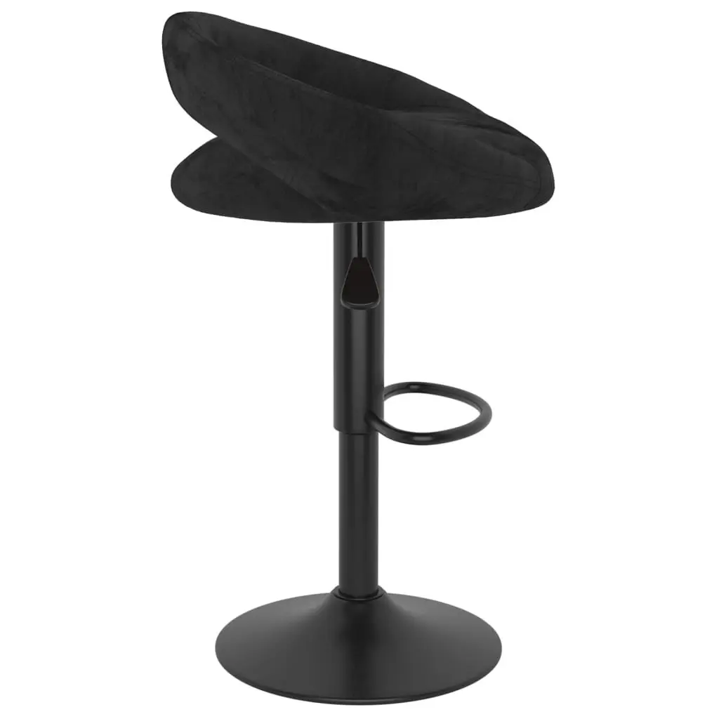 Adjustable Black Velvet Bar Stools 2 Pcs with Footrest