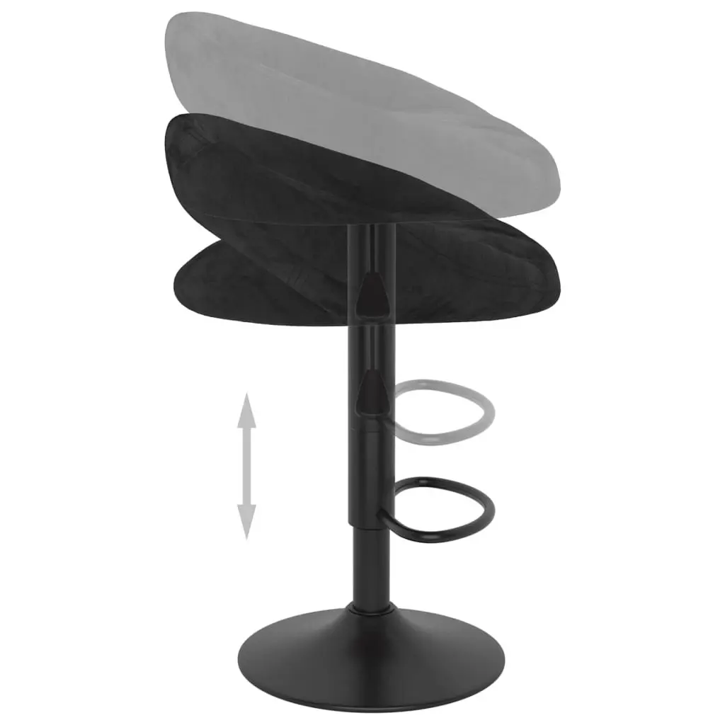 Adjustable Black Velvet Bar Stools 2 Pcs with Footrest