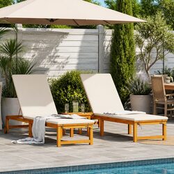 Brown Adjustable Sun Lounger Set - 2 Pieces for Outdoors
