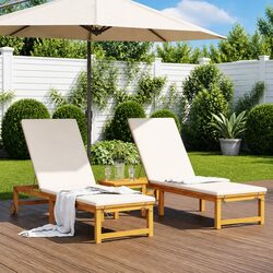 Acacia Sun Lounger Set of 2 in Brown 202 x 53 x 89 cm