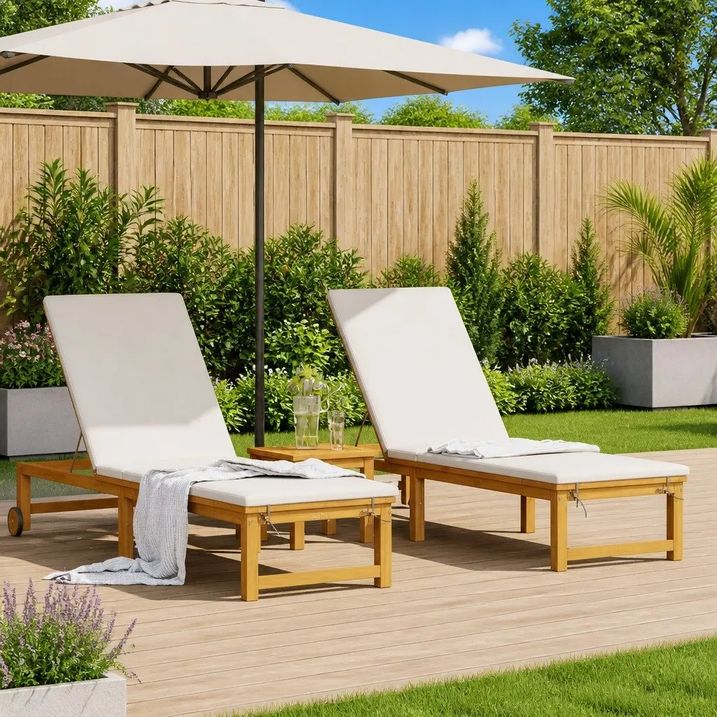 3-Piece Brown Sun Lounger Set for Outdoor Relaxation