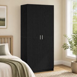 Wardrobe with Door Black 80 x 50.5 x 180 cm Storage Cabinet Bedroom Cupboard