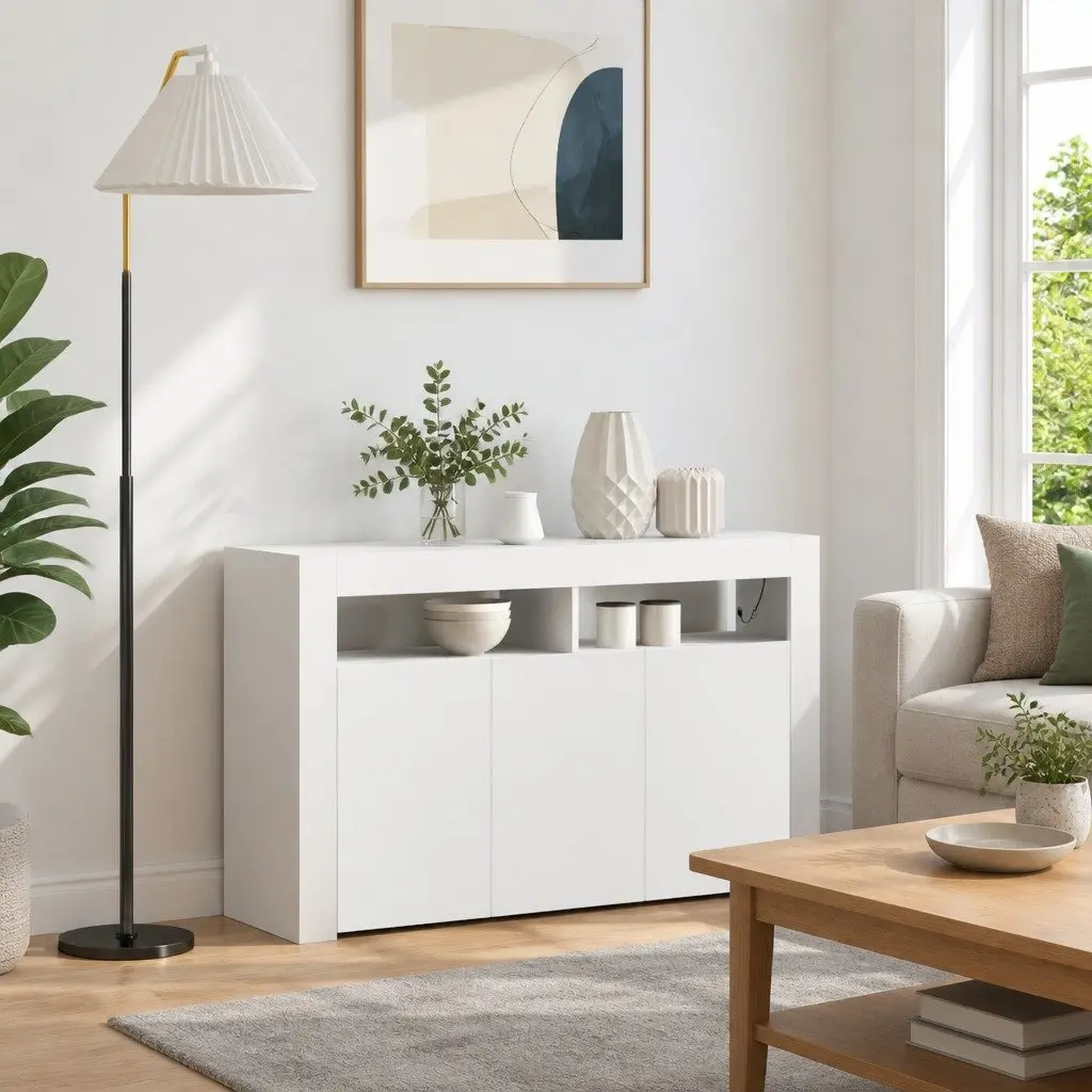 White Sideboard with RGB LED Lights