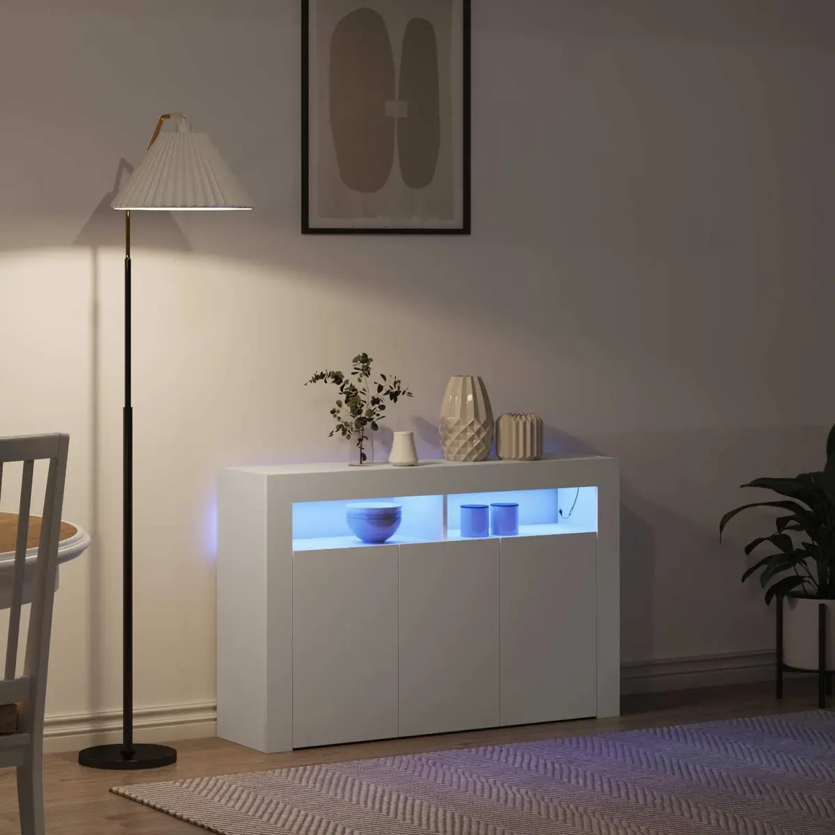 White Sideboard with RGB LED Lights