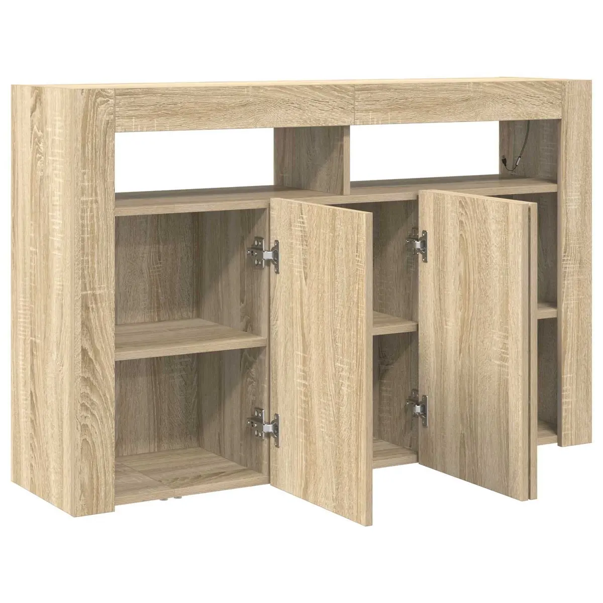 Sideboard Engineered Wood 116x30x75cm Brown RGB LED Storage Cabinet