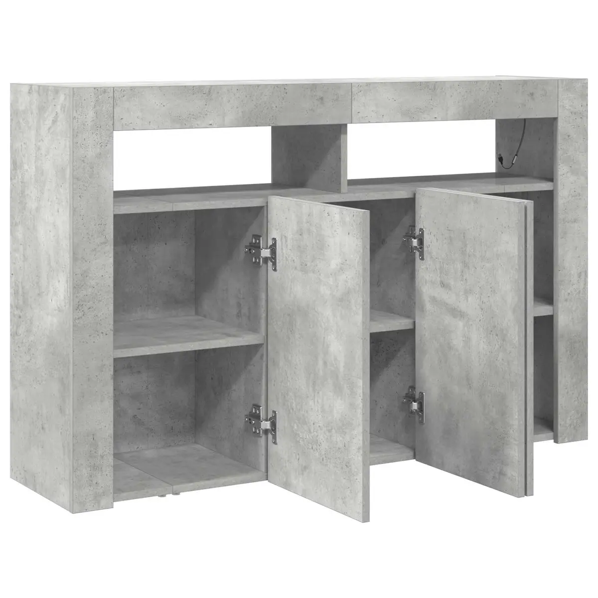 Modern Sideboard Grey Engineered Wood Storage Cabinet with RGB LED Lighting
