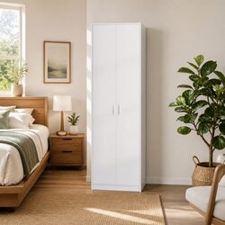 High-Quality White Wardrobe with Shelf Storage Cabinet 55x25x189cm