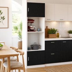 Black Oak Hanging Kitchen Cabinet for Modern Storage