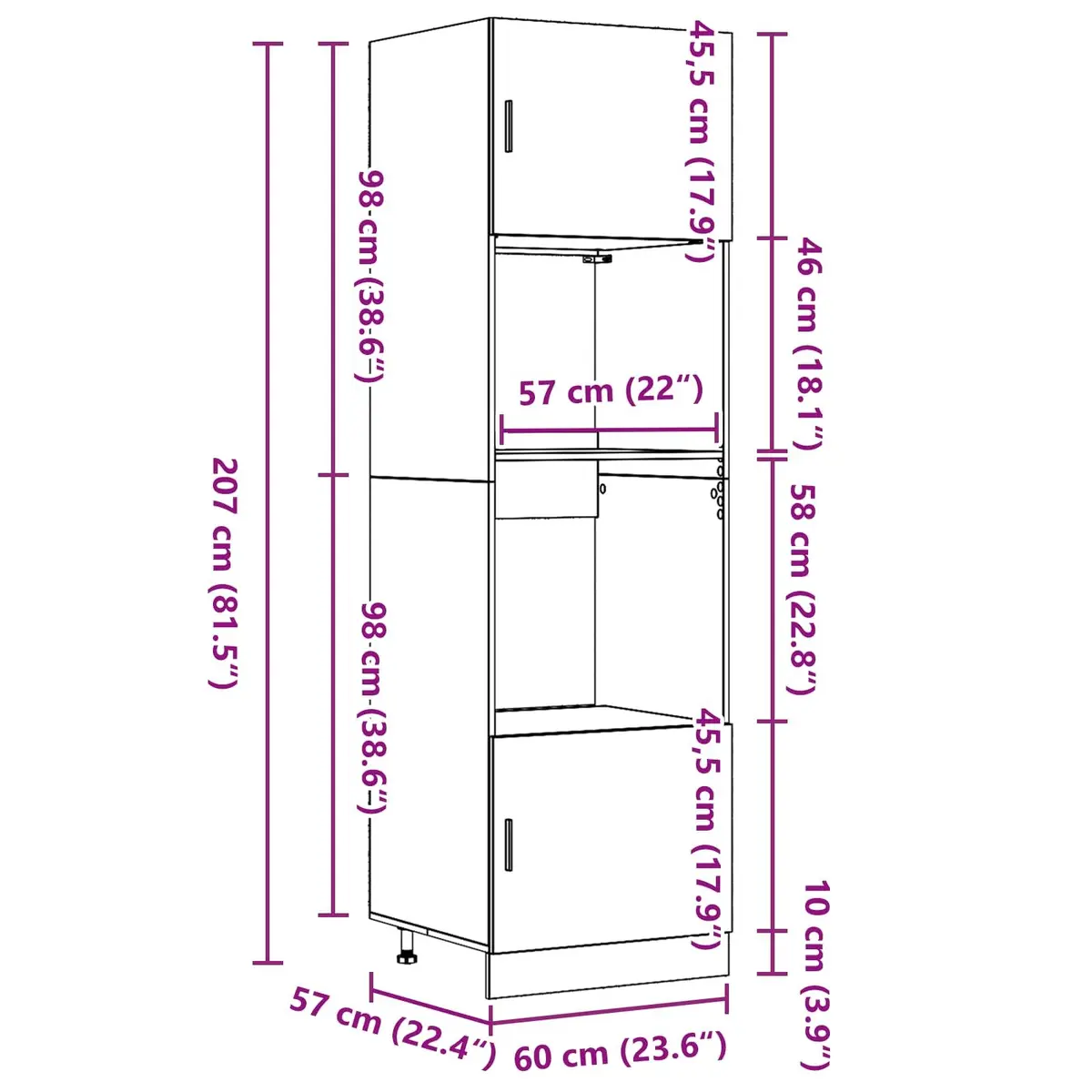 Hanging Cabinet Engineered Wood 60x57x207cm Black Oak