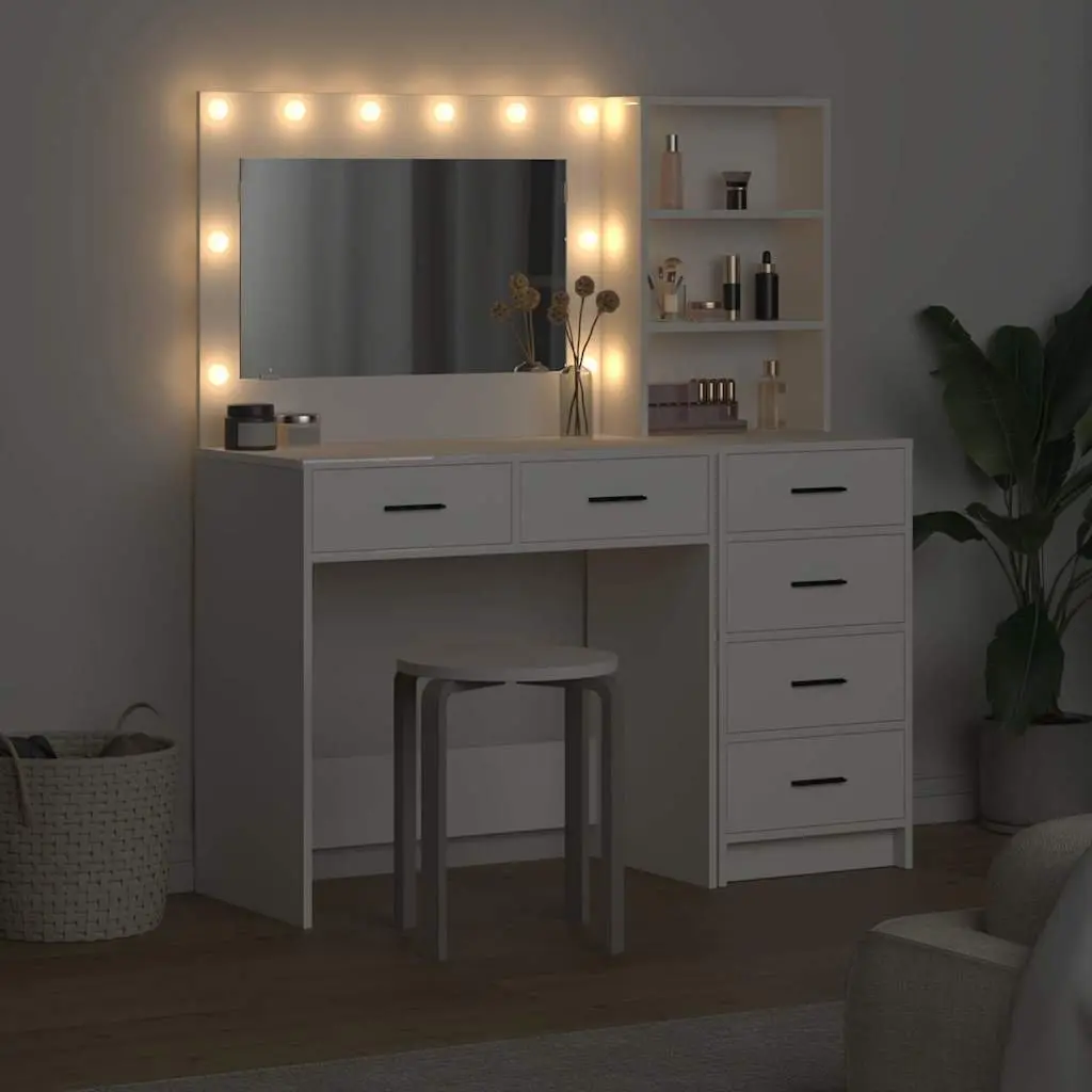White Vanity Unit with LED Lights for Bedrooms