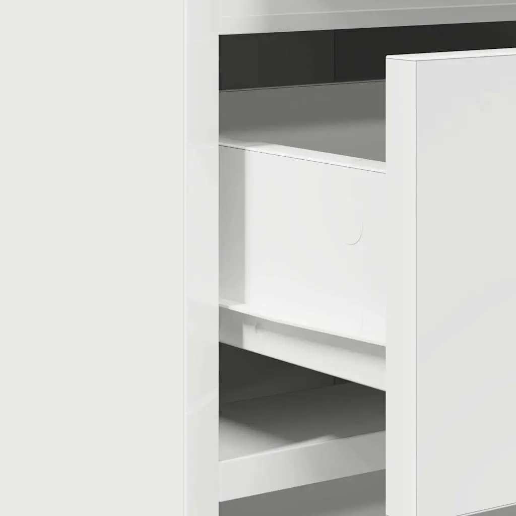 Dressing Table Engineered Wood 2 pcs White with Mirror Lights