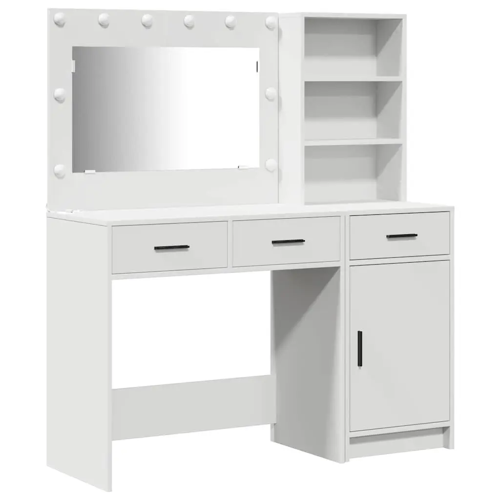 Dressing Table with LED Mirror Lights and Storage
