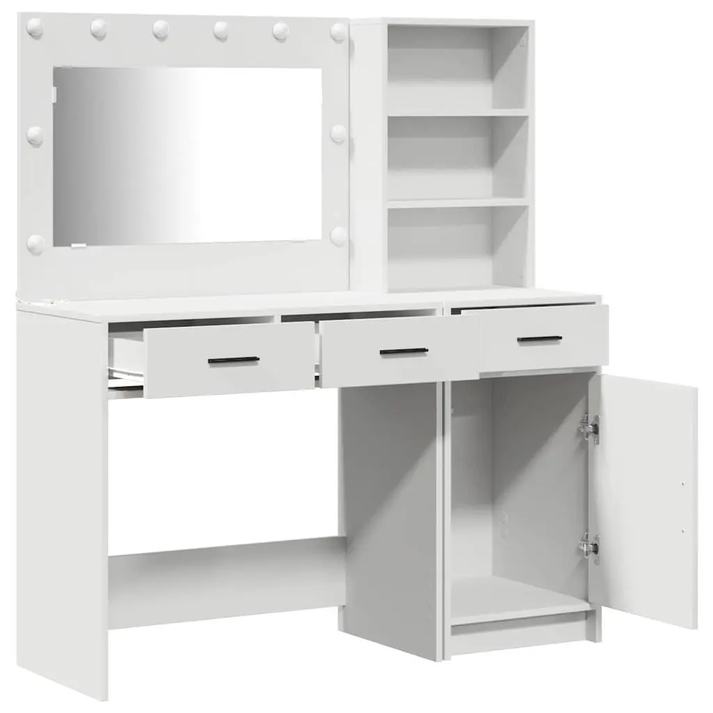 Dressing Table with LED Mirror Lights and Storage